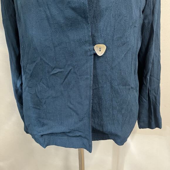 Coldwater Creek 2pc Jacket Tank Set sz Medium Teal Satin Lagenlook Artsy Career - Picture 4 of 9